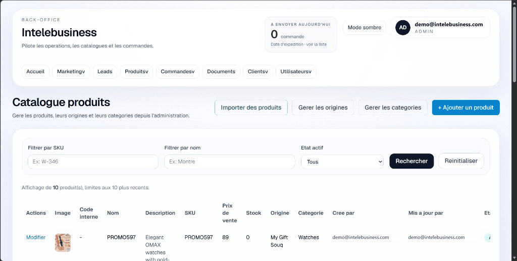 Store and product catalogue module preview